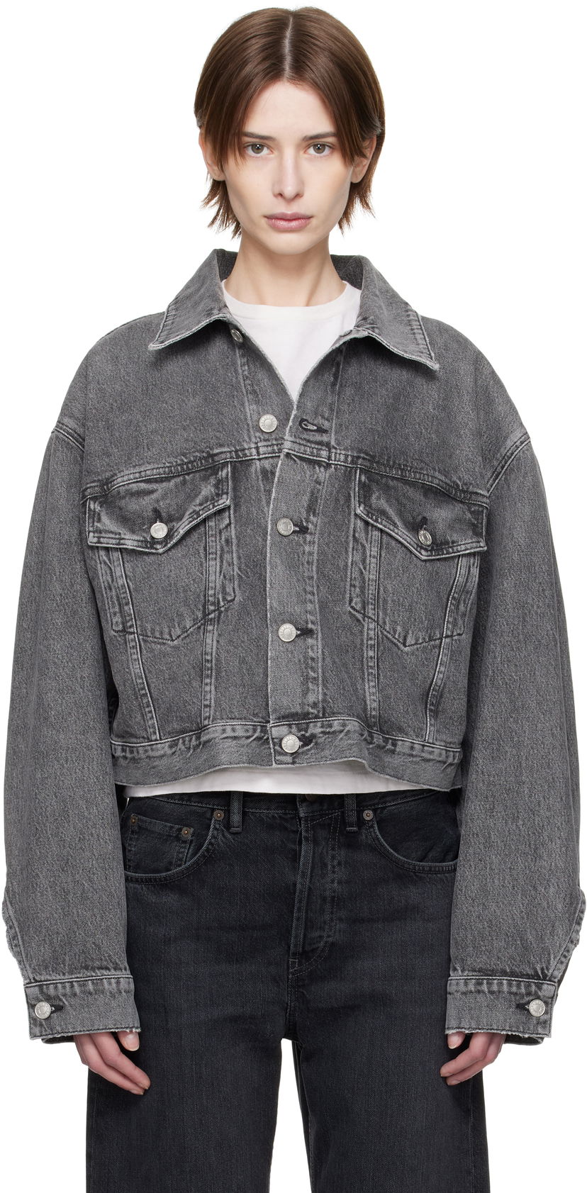 Takki AGOLDE AGOLDE Palmer Cropped Denim Jacket Harmaa | A5047-1346