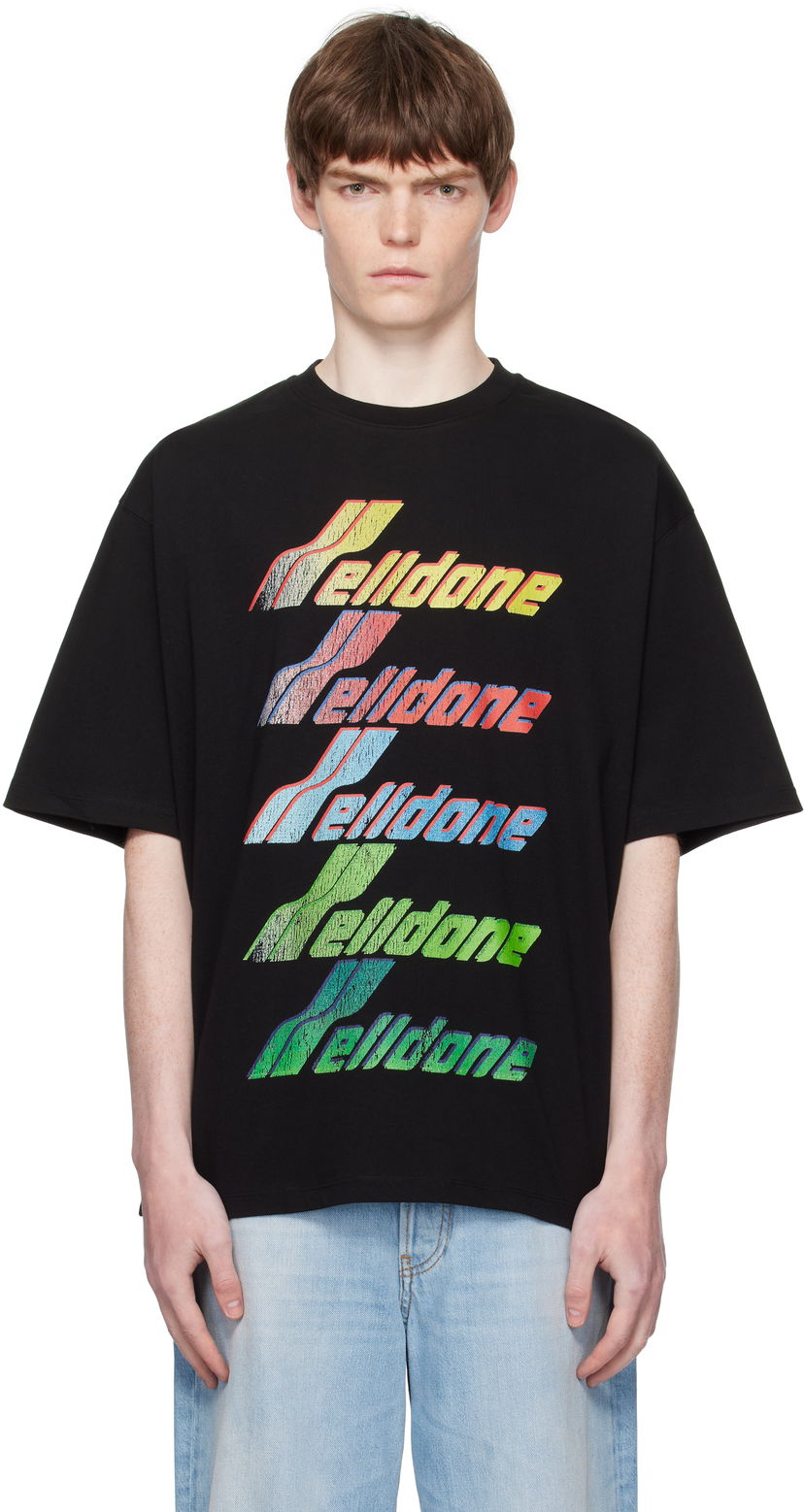 T-paita We11done We11done Multi Rainbow Logo T-Shirt Musta | WD-TT2-25-755-U-BK