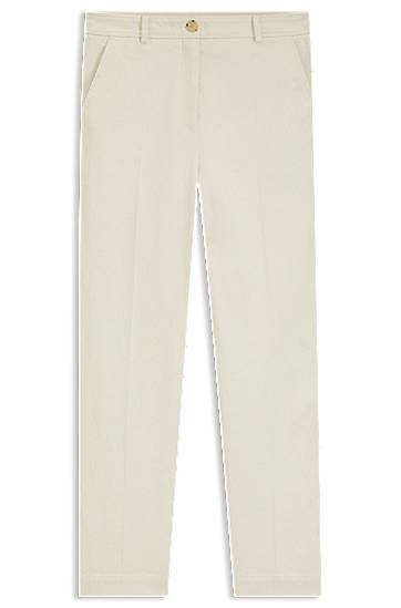 Housut BOSS Regular-fit cotton-blend corduroy trousers Beige | 50549169