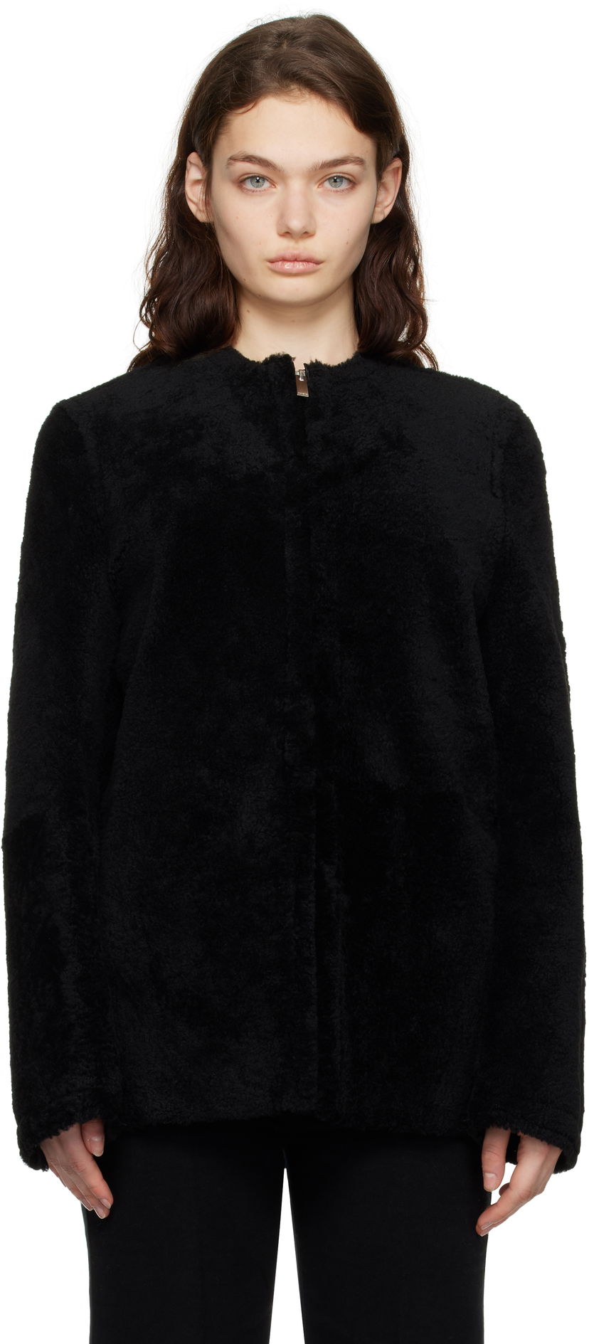 Takki TOTEME TOTEME Zipped Teddy Shearling Jacket Musta | 251-WRO0184-LE0048