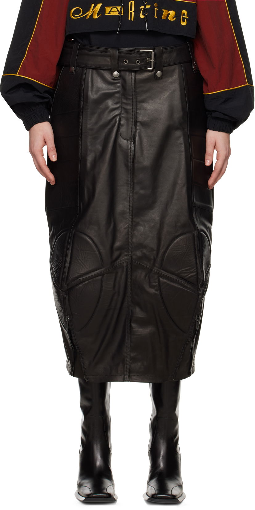 Hame Martine Rose Martine Rose Biker Leather Midi Skirt Musta | 548LP15001