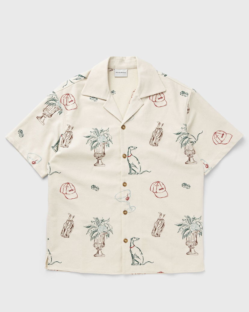 Paita Drôle de Monsieur Drôle de Monsieur Country Club Embroidered Shirt XL Beige | G-SH214-CO198-EC