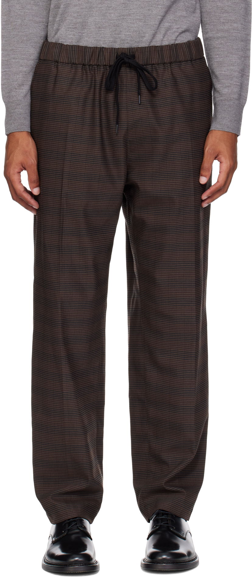 Housut Maison Margiela MM6 Maison Margiela Relaxed-Fit Glen Plaid Trousers Ruskea | SH0KA0028 M35475
