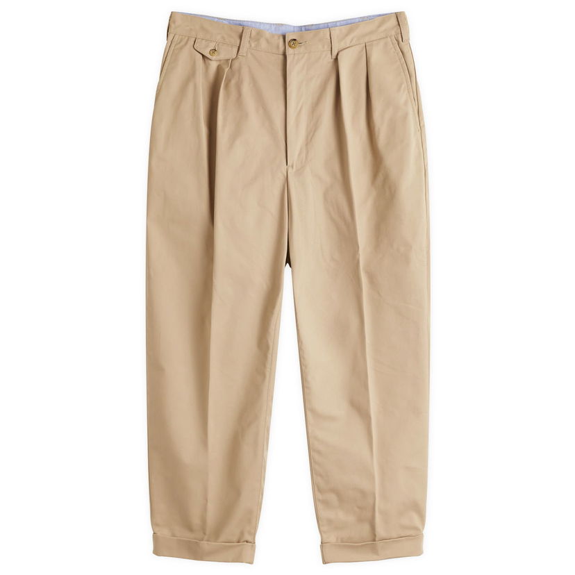 Housut BEAMS Beams Plus 2 Pleat Chino Trousers, Size X-Large Beige | 3823-0097-874-24