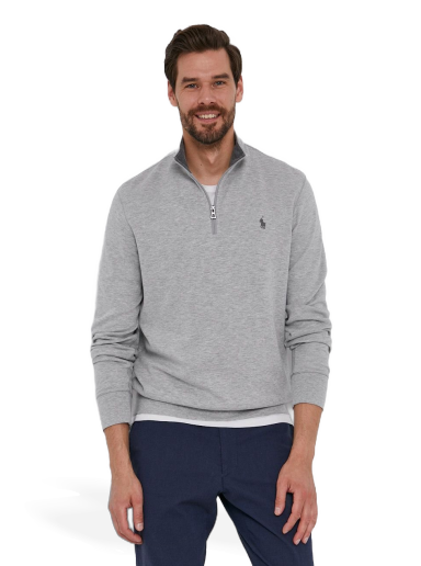 Huppari Polo by Ralph Lauren Embroidered Logo 1/4 Zip Sweatshirt Harmaa | 710812963002