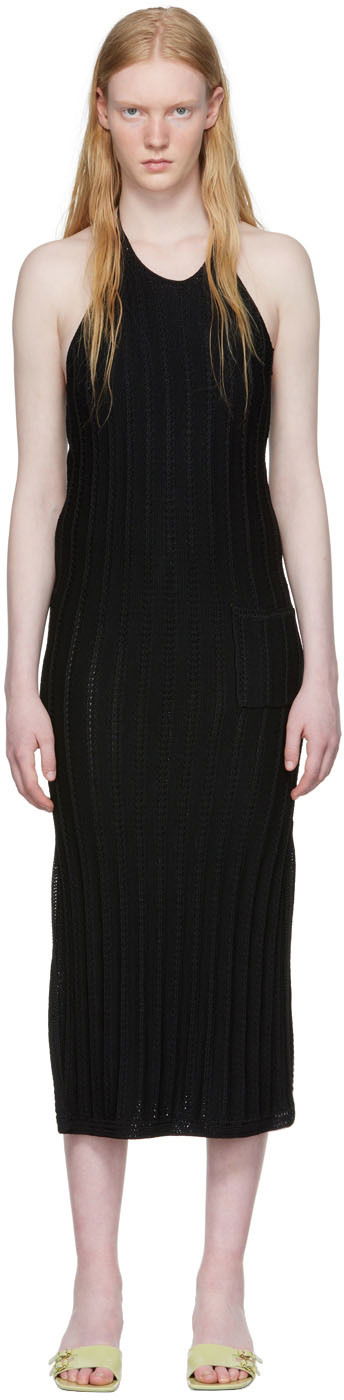 Mekko GANNI Sleeveless Open Back Rayon Midi Dress Musta | K1754