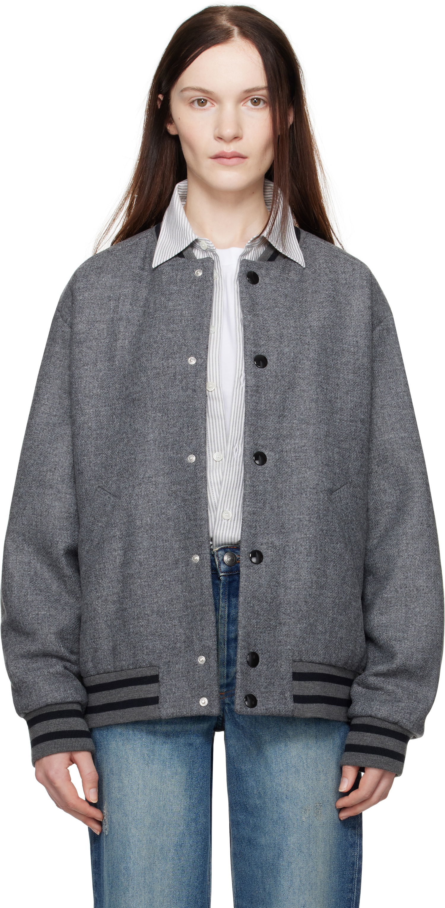 Bomber-takki A.P.C. Wool Bomber Jacket Harmaa | WVBEB-M02974, 0