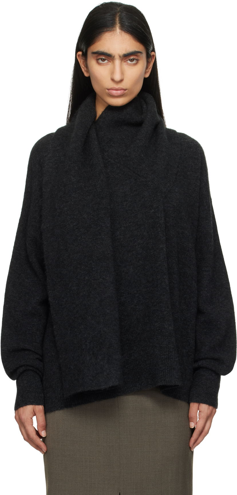 Villapaita TOTEME TOTEME Draped Scarf Knit Sweater Harmaa | 244-WRT0368-YA0099