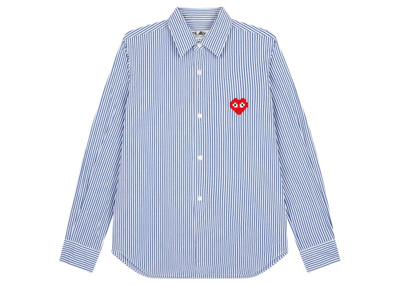 Paita Comme des Garçons Play Invader Broad Stripe Shirt Sininen | AZ-B023-051