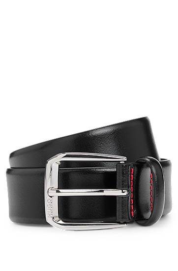 Vyöt BOSS Italian-leather belt with branded buckle Musta | 50522498