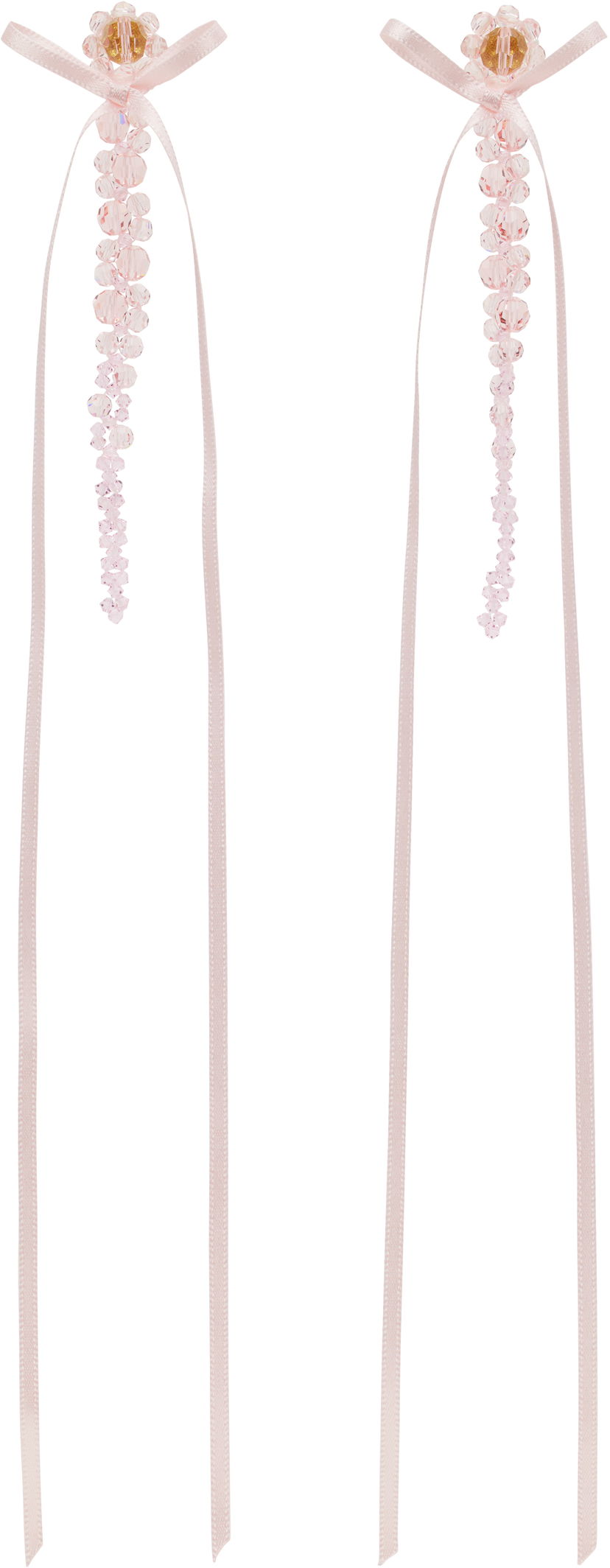 Korvakorut Simone Rocha Simone Rocha Bow Ribbon Drip Earrings Vaaleanpunainen | ERG410S 0903