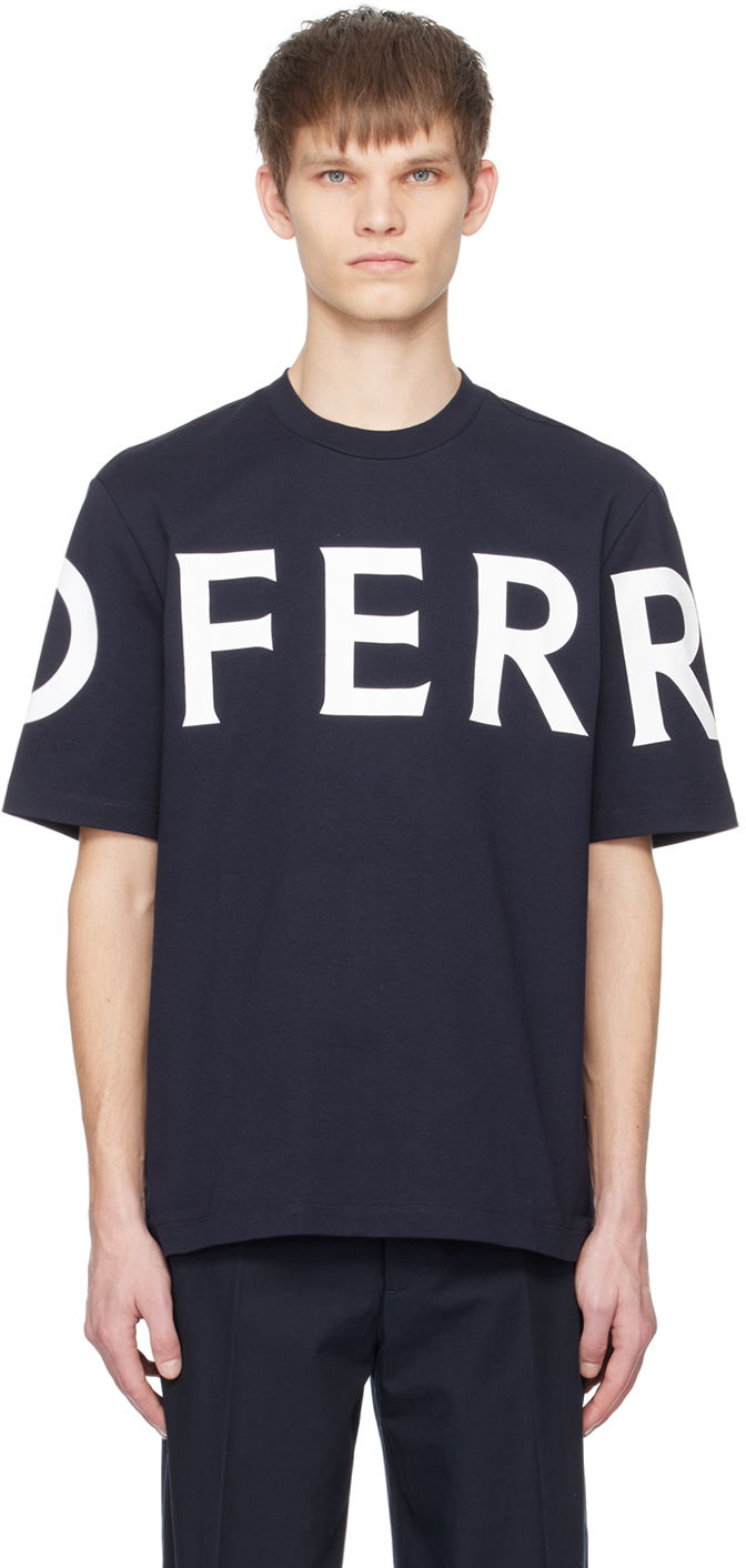 T-paita FERRAGAMO Printed T-Shirt Tummansininen | 771855, 0