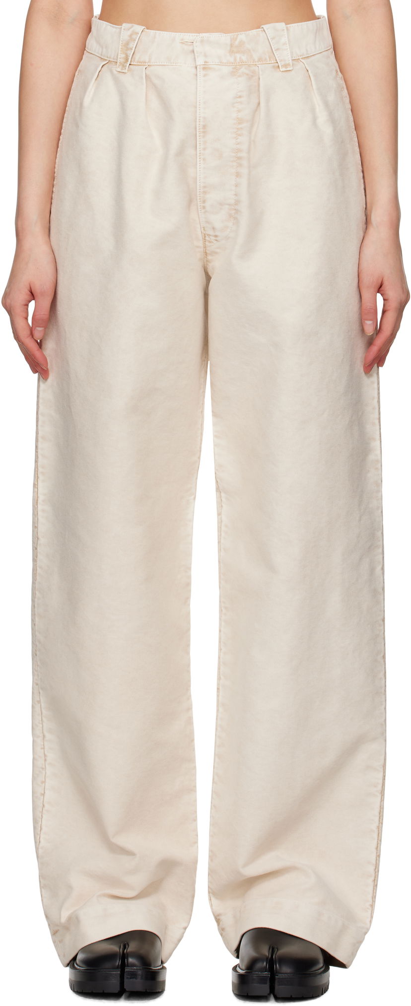 Housut Maison Margiela Maison Margiela Wide-Leg Trousers Beige | S51KA0600 S76543