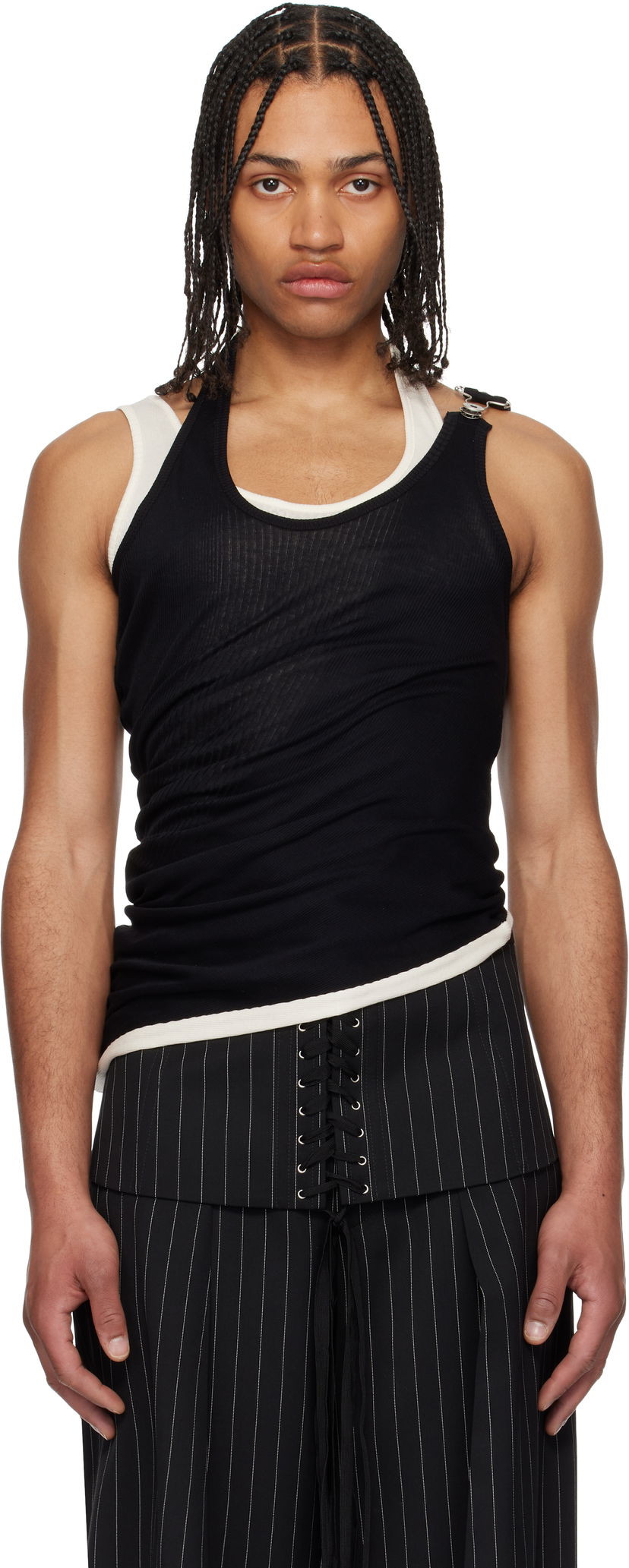 Tankkitoppi Jean Paul Gaultier Jean Paul Gaultier 'The Red Draped Double' Tank Top Musta | 25/34-F-DB053-J092-0003