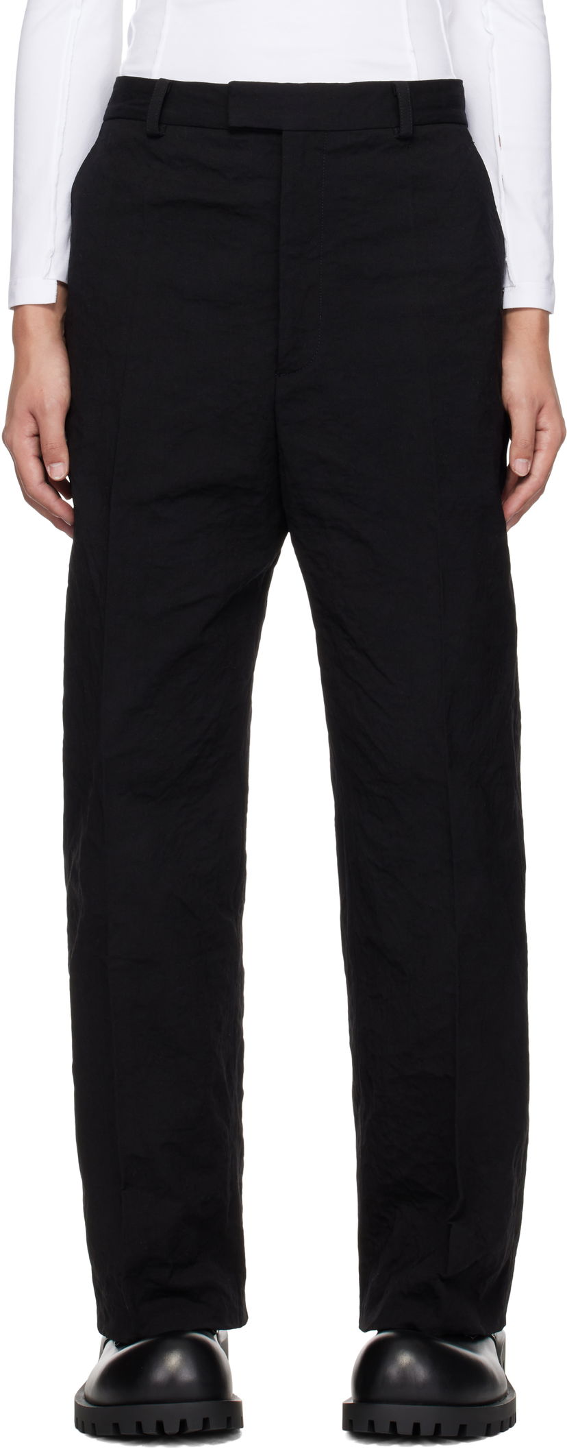 Housut VETEMENTS Vetements Metalized Wrinkled Tailored Trousers Musta | UA66PA110B
