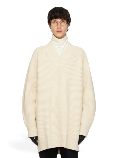 Villapaita Jil Sander V-Neck Sweater Valkoinen | J22GP0192_J14698
