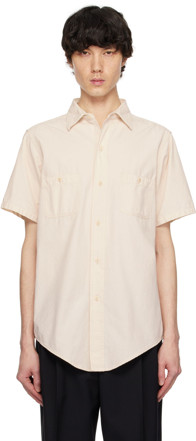 Paita Maison Margiela Maison Margiela Chambray Short Sleeve Shirt Beige | S50DR0010 M30022