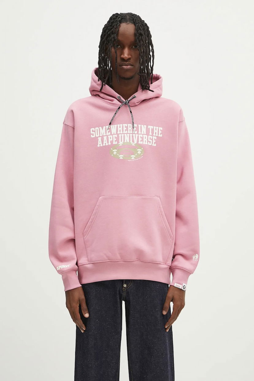 Huppari AAPE by A Bathing Ape AAPE Basic Logo Print Hoodie Vaaleanpunainen | AAPSWMB342XXN