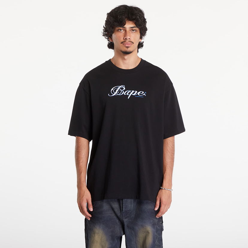 T-paita BAPE A BATHING APE Logo Relaxed Fit Short Sleeve Tee Musta | 001TEK801316M BLK