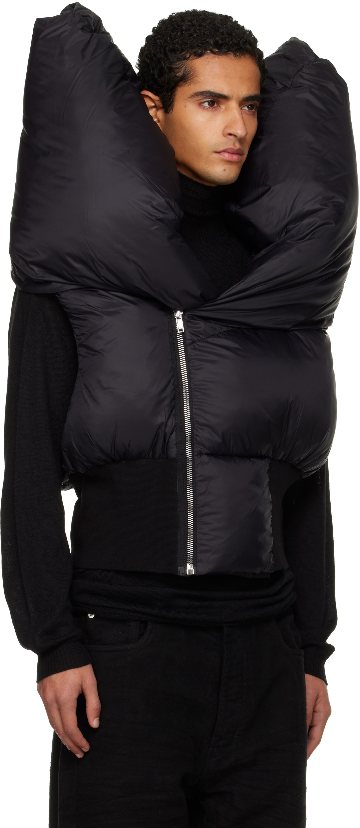 Liivi Rick Owens Concordians Anubis Padded High-Collar Vest Musta | DU02E7790 NP, 1