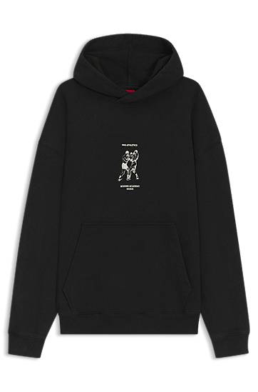 Huppari BOSS Terry Hoodie with Boxing Artwork Musta | 50542399