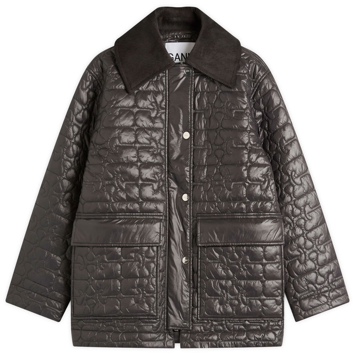 Takki GANNI GANNI Shiny Quilt Midi Jacket Musta | W0343-252, 1