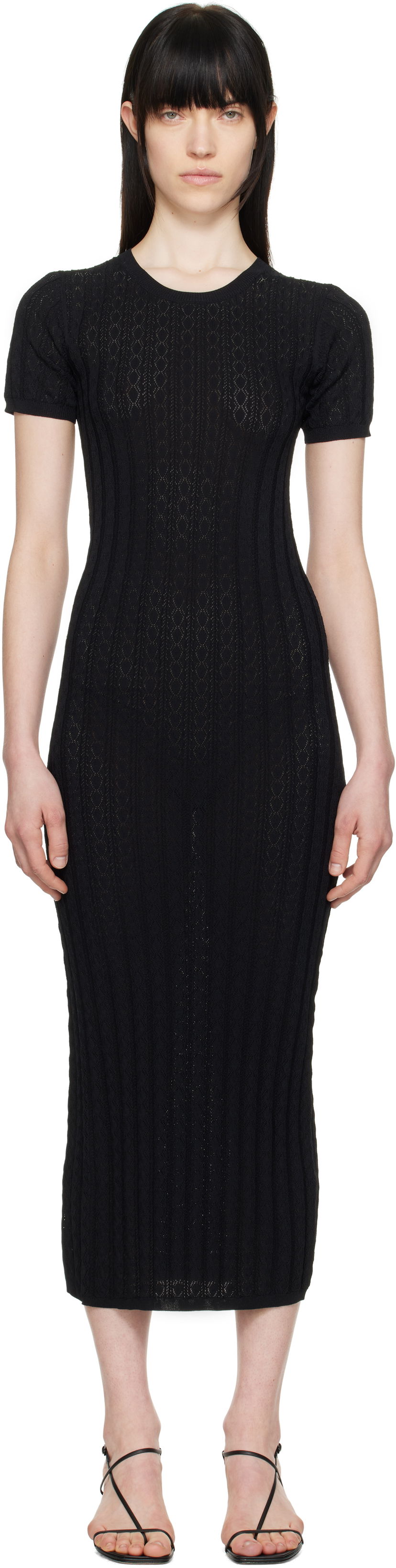 Mekko Loulou de Saison Loulou de Saison Aruba Midi Dress Musta | ARUBA