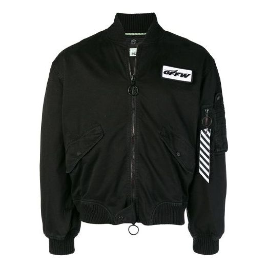 Bomber-takki Off-White Off-White Aviator Logo Jacket Loose Fit Musta | OMEA130E181350011000
