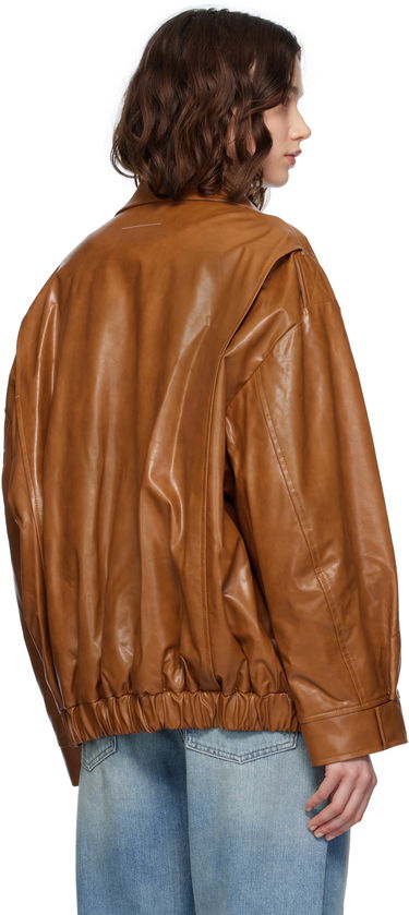 Bomber-takki Maison Margiela MM6 Maison Margiela Oversized Faux-Leather Bomber Jacket Ruskea | S52AM0325 M35465, 2