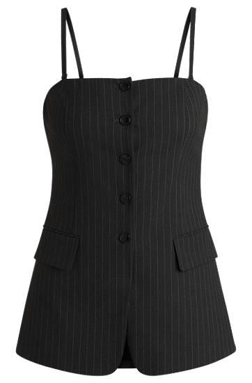 Tankkitoppi BOSS Pinstripe Stretch Tailored Vest Musta | 50530460