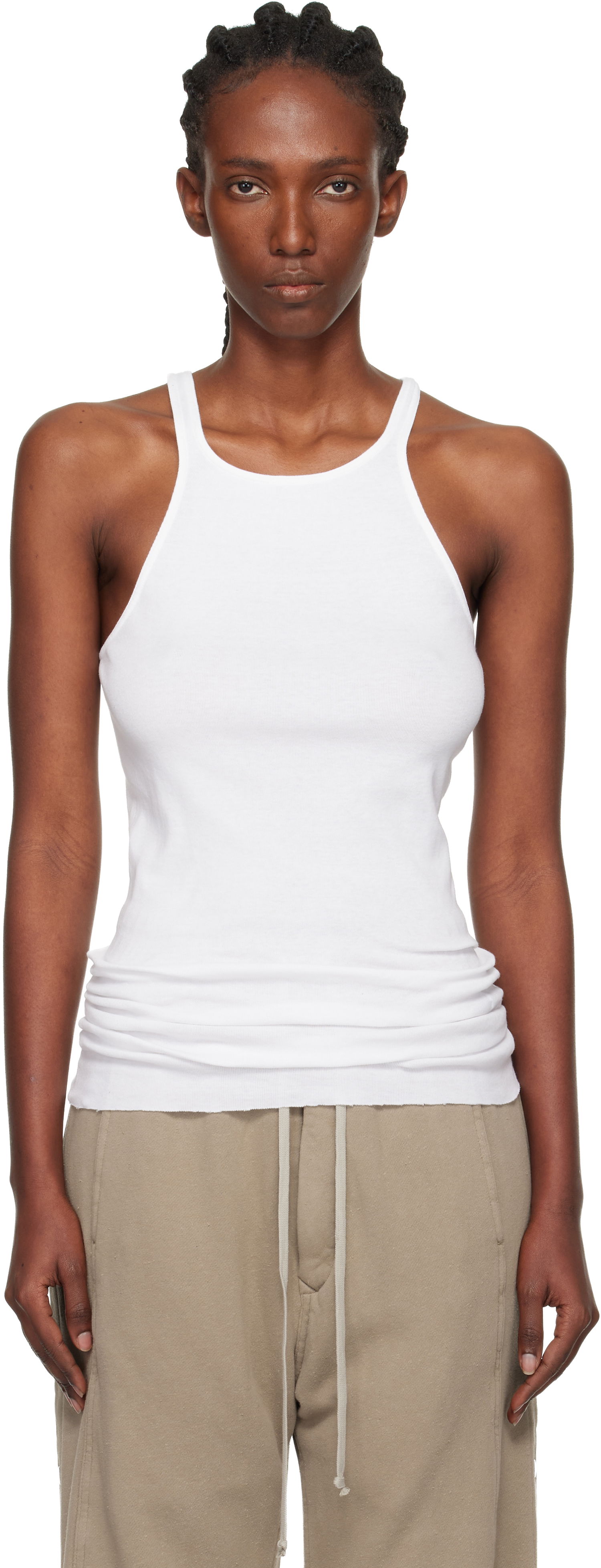 Tankkitoppi Rick Owens Rick Owens DRKSHDW Concordians Ribbed Racer Back Tank Top Valkoinen | DS02E7119 RN, 0