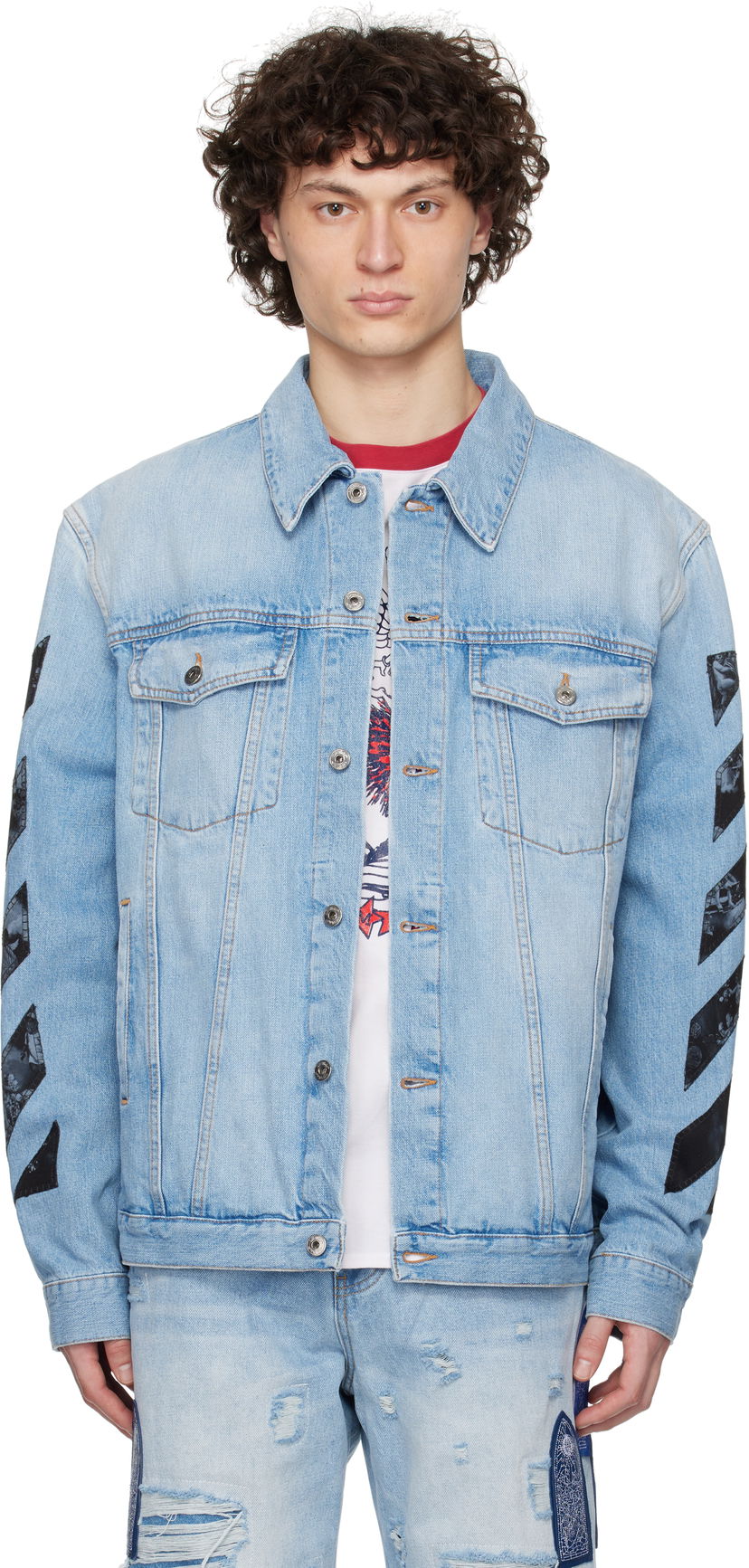 Takki Off-White Off-White Diag Arrow Skate Denim Jacket Sininen | OMYE09BS25DEN0024600