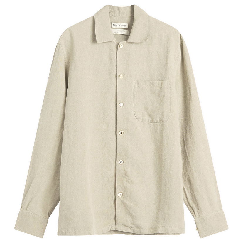 Paita A Kind of Guise A Kind of Guise Atrato Linen Shirt, Size Large Beige | 119-13600-101
