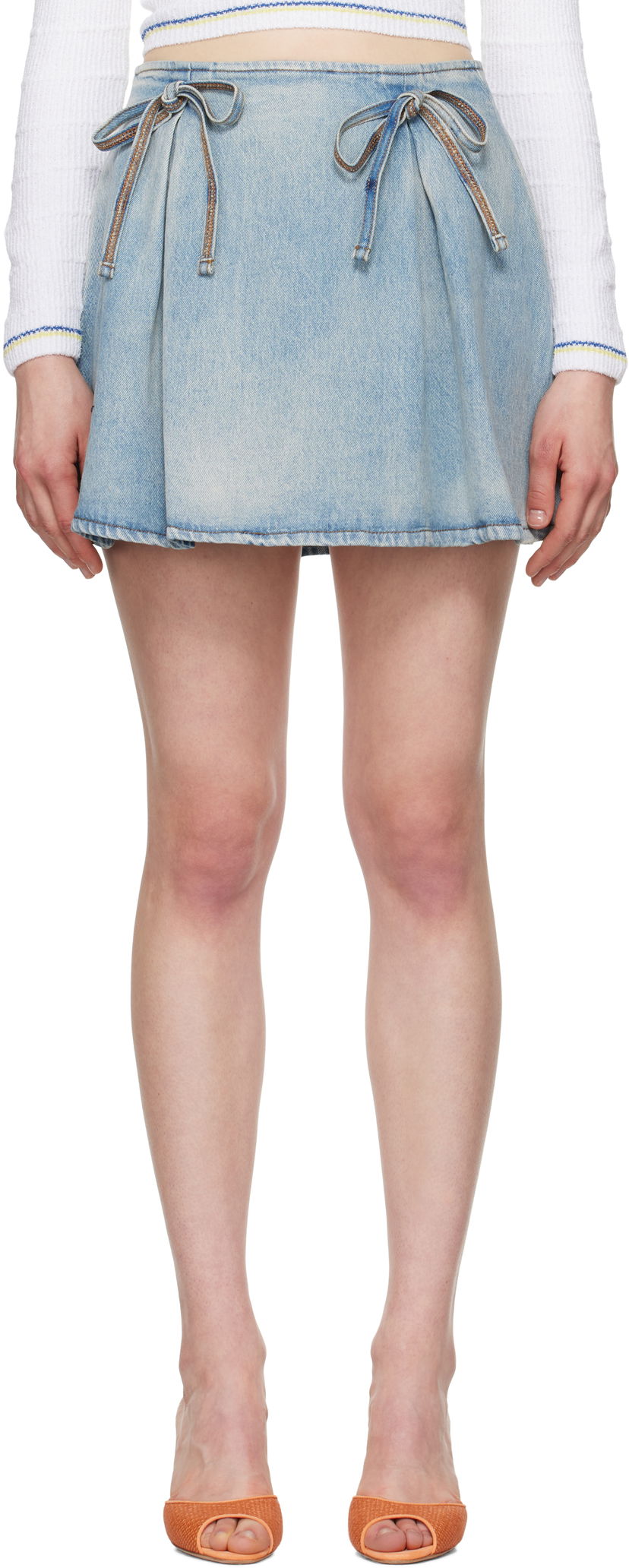Hame MSGM MSGM Bow Accent Denim Miniskirt Sininen | 3841MDD231L 257275