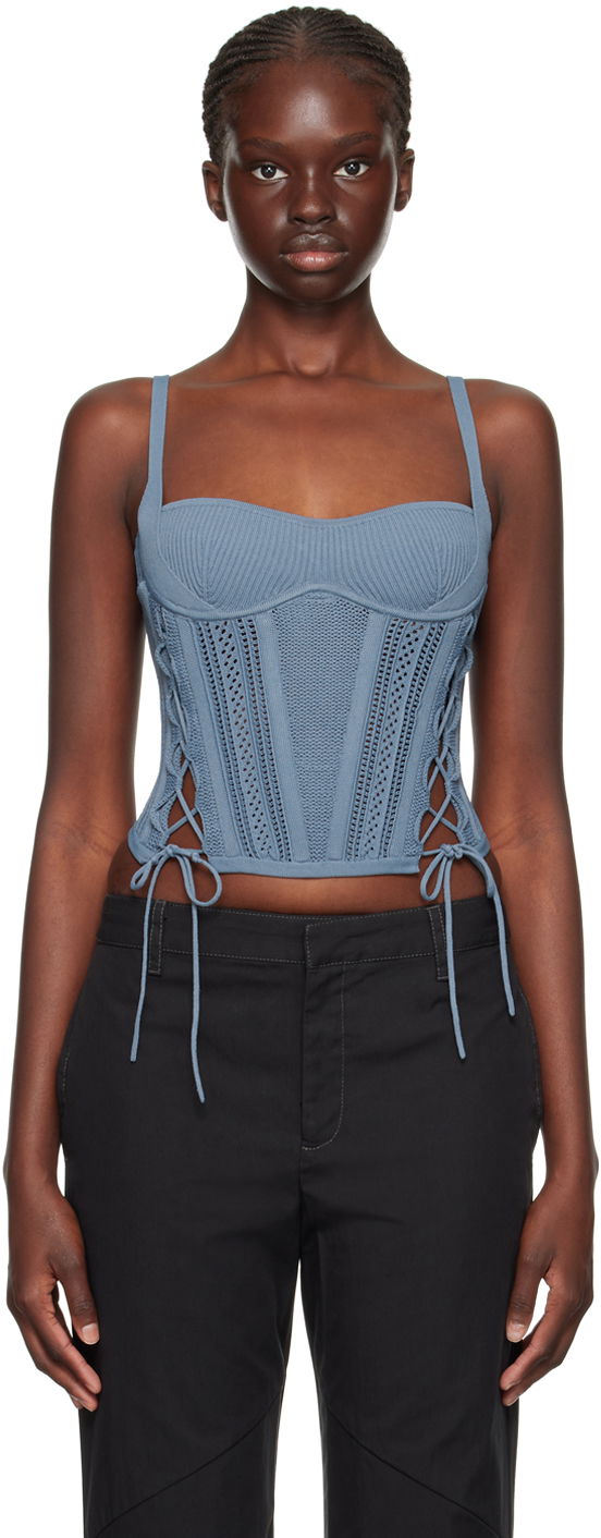 Tankkitoppi Dion Lee Dion Lee Laced Knit Tank Top Sininen | A7744F23