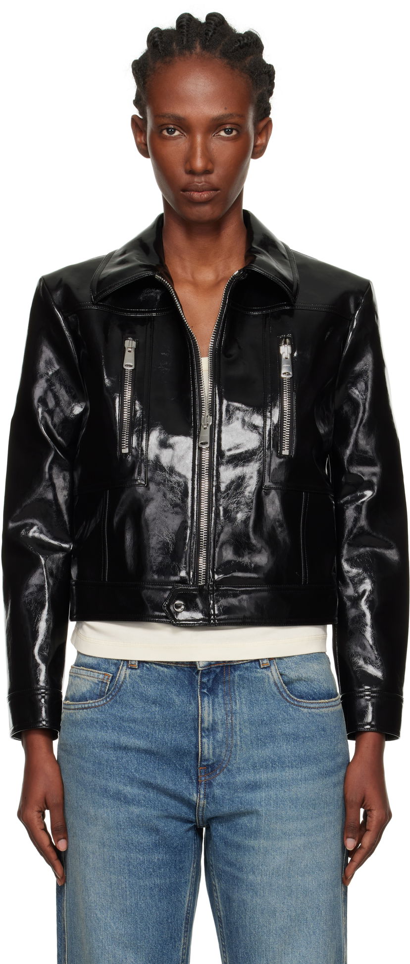 Takki Coperni Coperni Cactus Faux-Leather Jacket Musta | COPBL34F6054