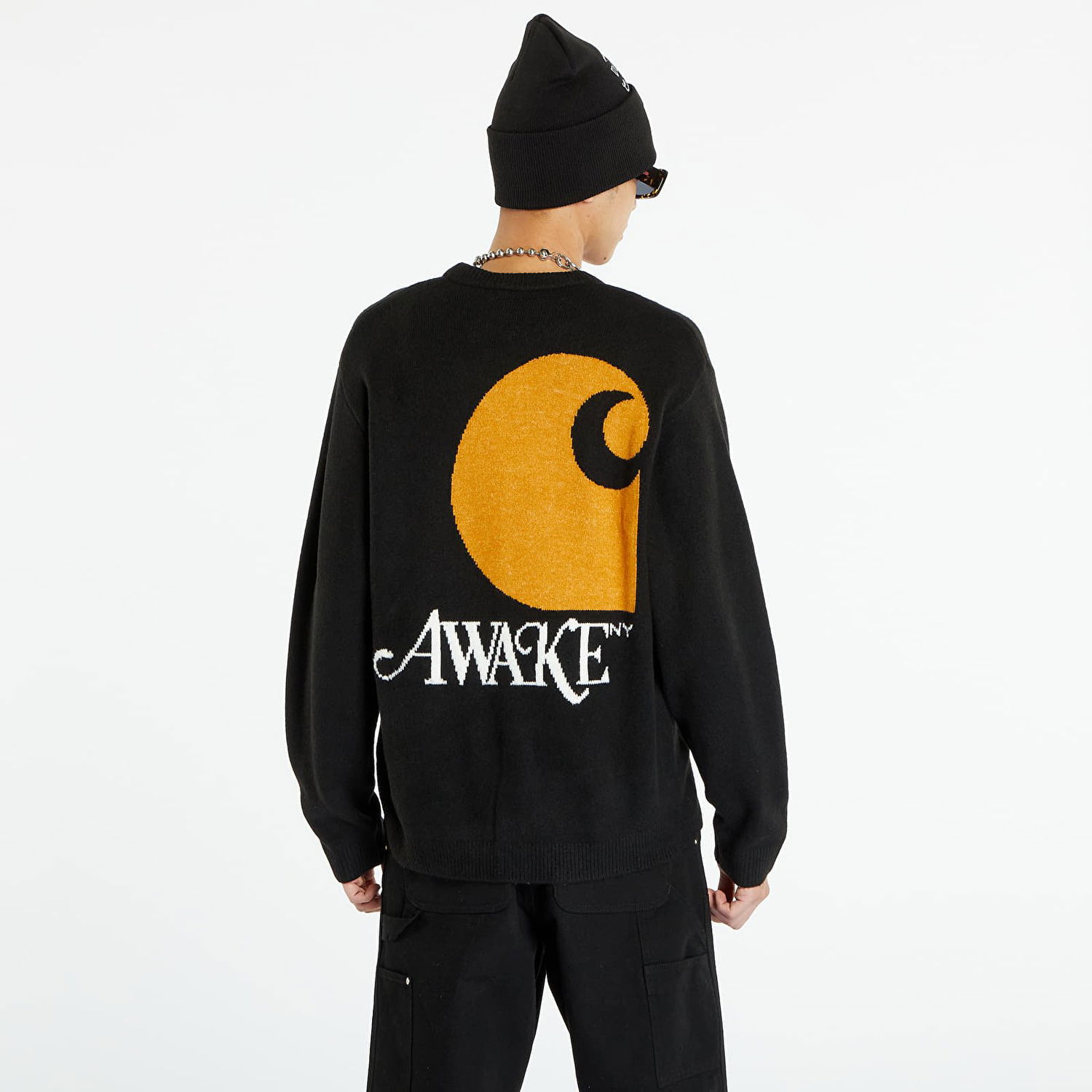 Villapaita Awake NY x Carhartt WIP Cardigan Musta | AWK-CAR23-KN001-BLA, 0