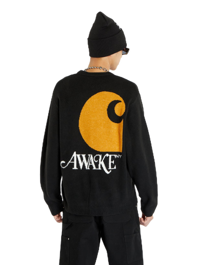 Villapaita Awake NY x Carhartt WIP Cardigan Musta | AWK-CAR23-KN001-BLA