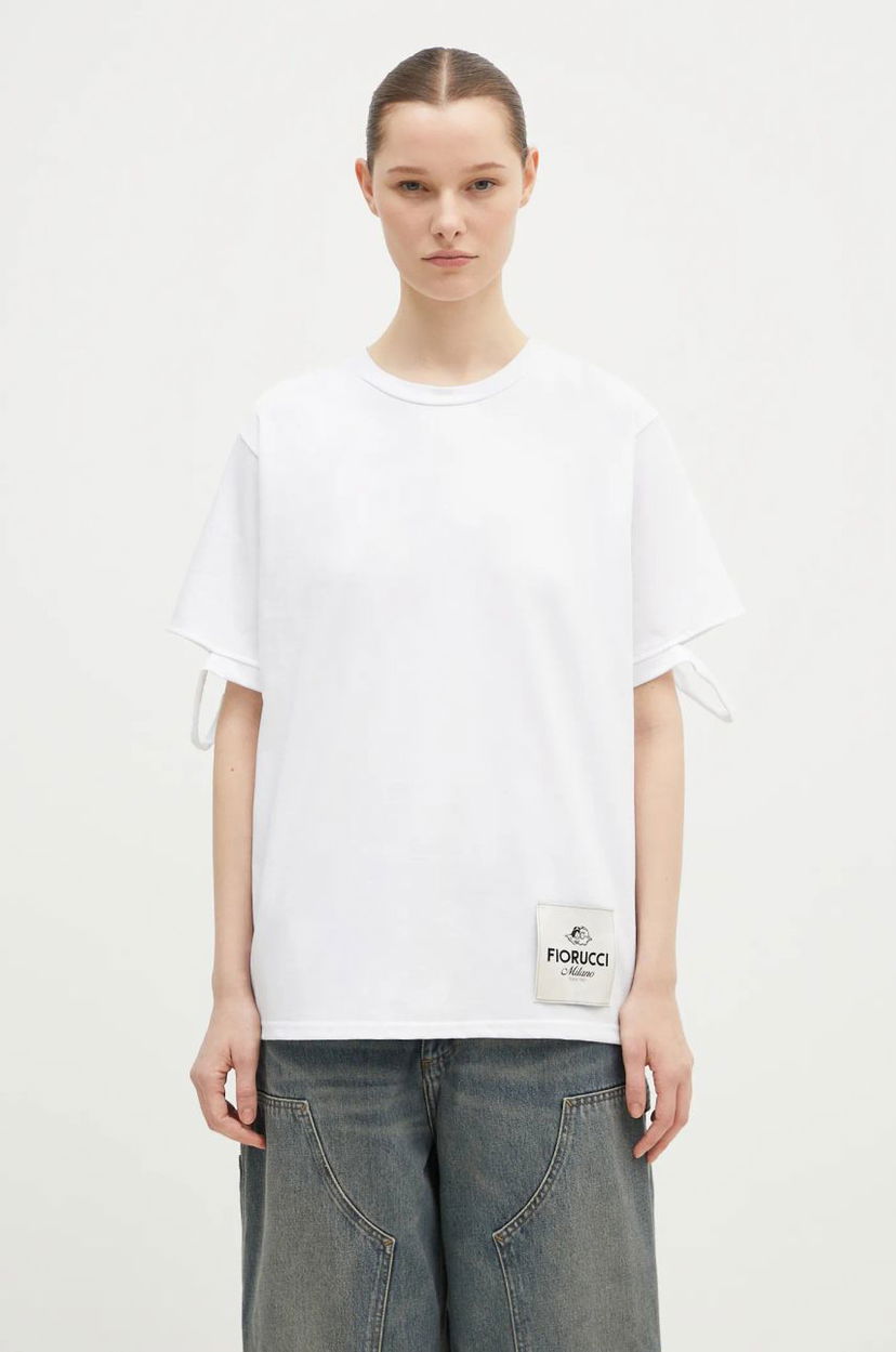 T-paita Fiorucci Distressed Tie-Sleeve Graphic T-Shirt Valkoinen | M01FMTSH101CJ01WH06