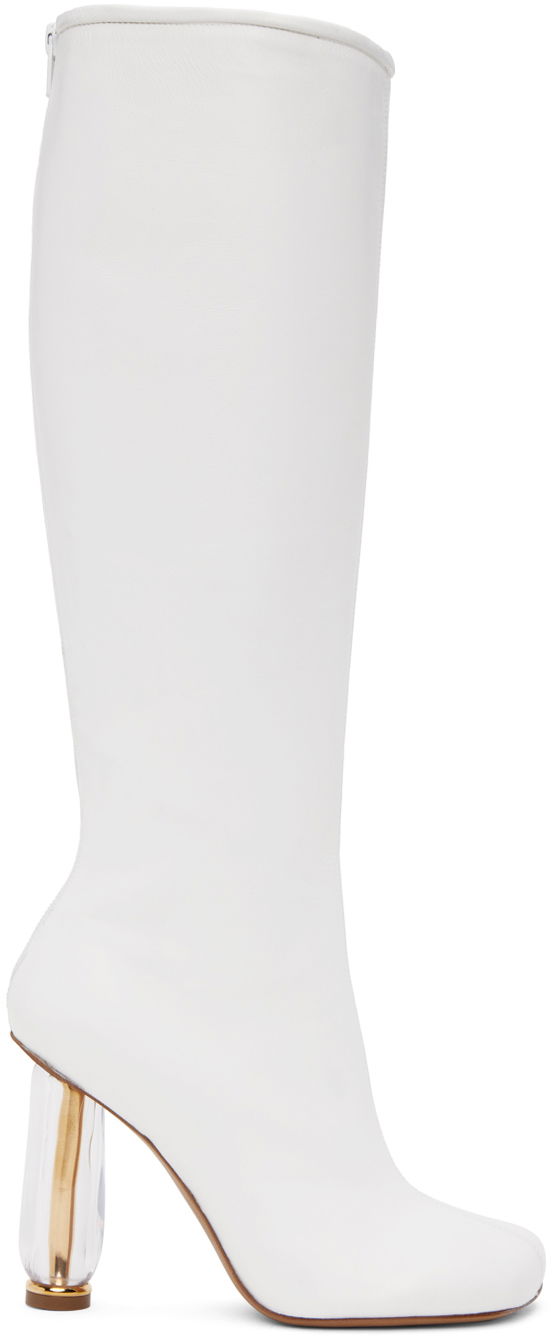 Tennarit ja kengät Dries Van Noten Dries Van Noten Cylindrical Heel Knee-High Boots Valkoinen | WS231-682-112