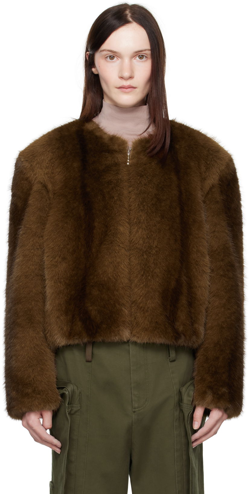Takki STAND STUDIO Faux-Fur Jacket Ruskea | 66411-9019