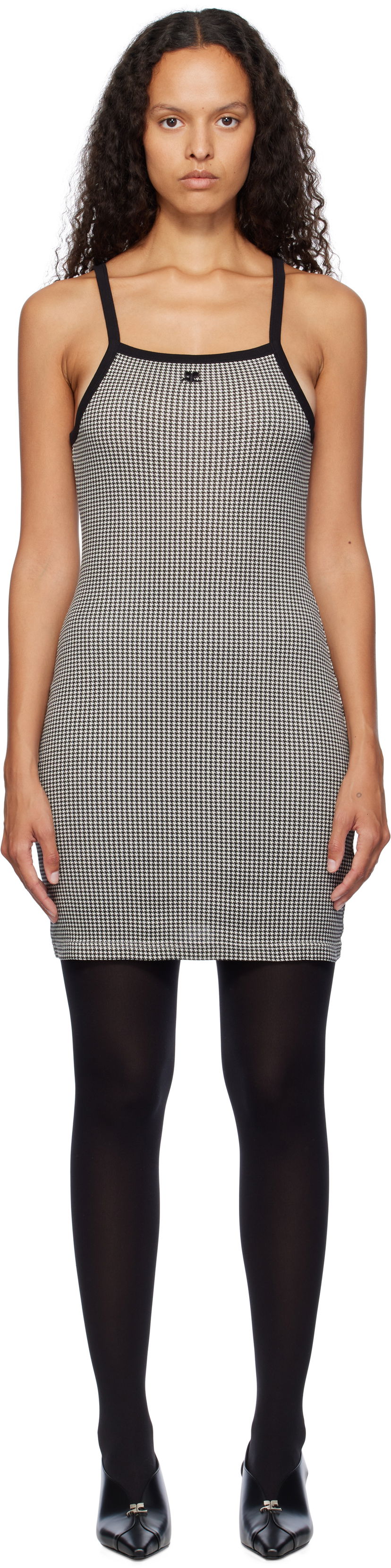 Mekko Courrèges Courrèges Houndstooth Mini Dress Musta | 324JRO458JS0167