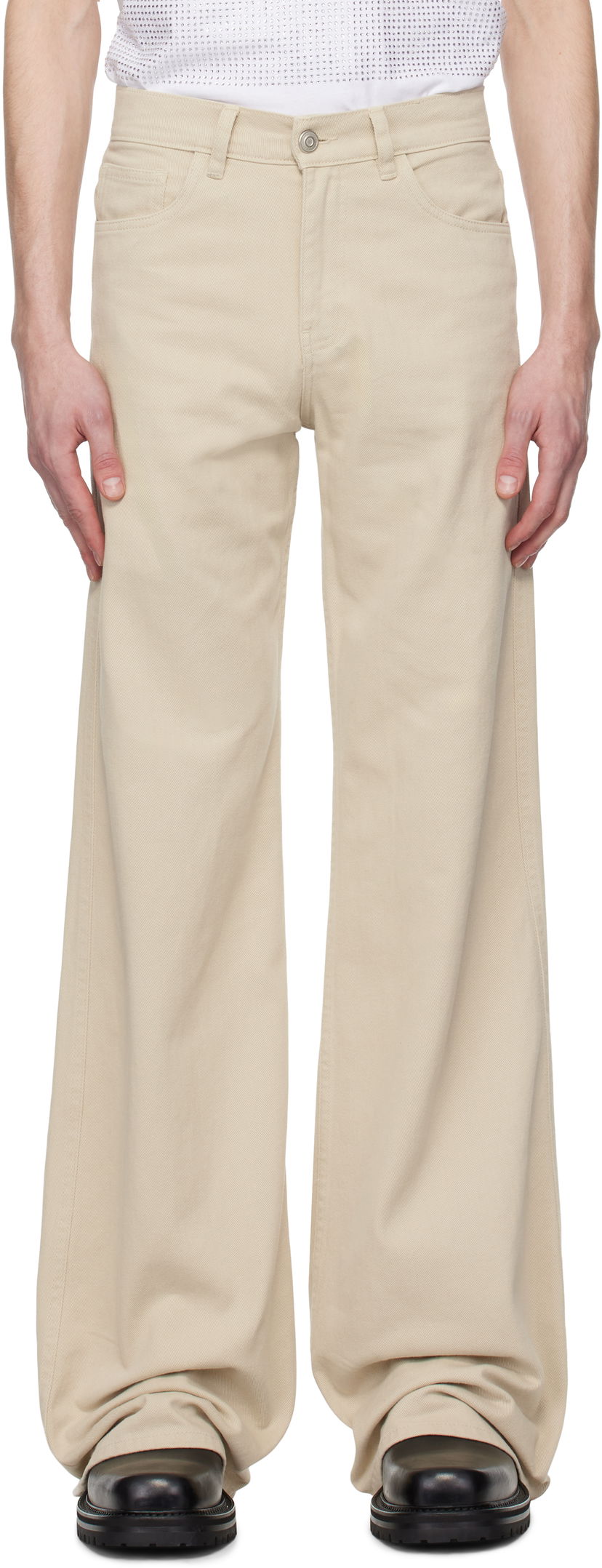 Housut Coperni Coperni Wide Leg Jeans Beige | COPP95F2021MEN