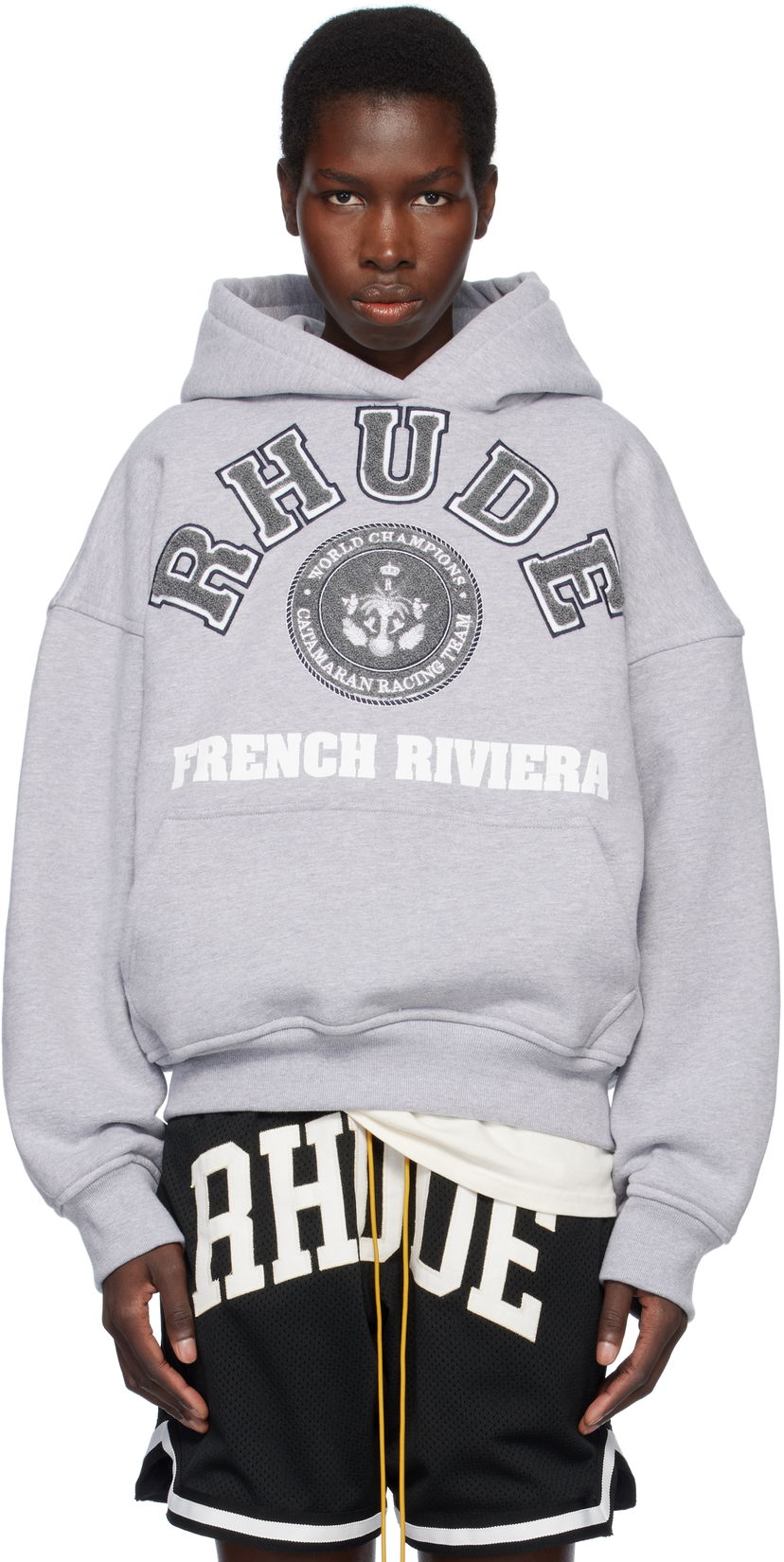 Huppari Rhude Rhude French Riviera Patch Hoodie Harmaa | RHSS25HO06012