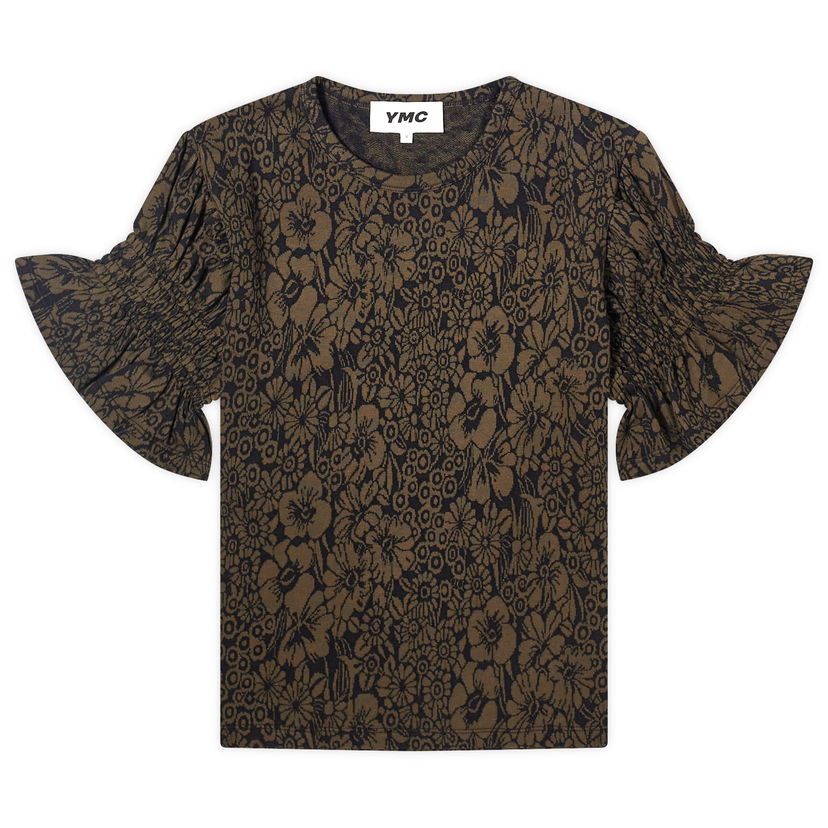 T-paita YMC Jane Floral T-Shirt Ruskea | Q6WME-01