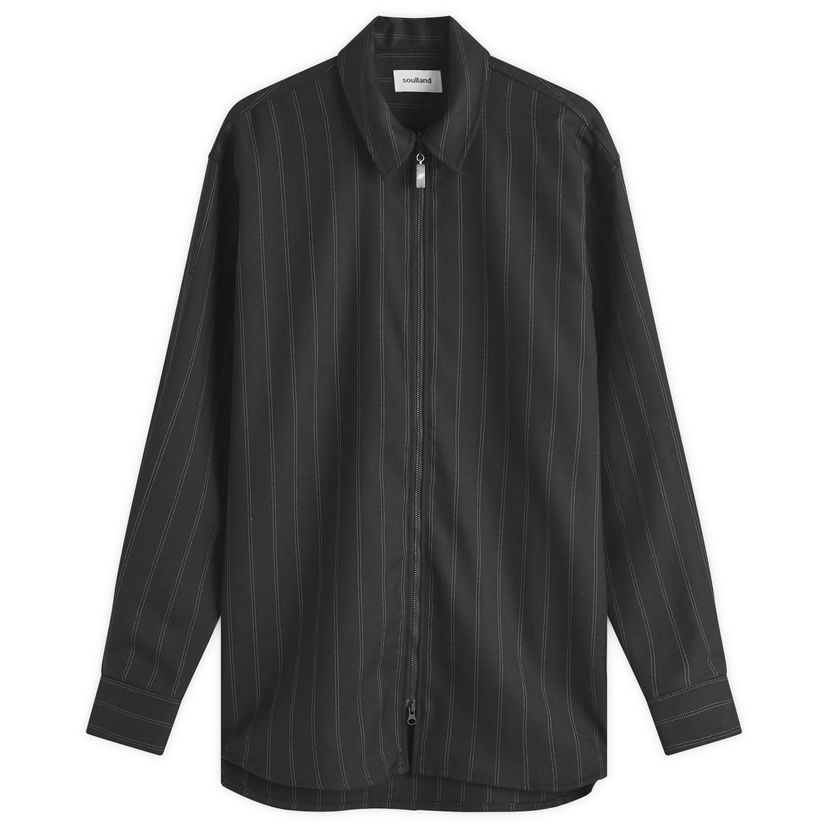 Takki Soulland Zip Shirt Jacket With Pattern Musta | 42029-1325-BLK