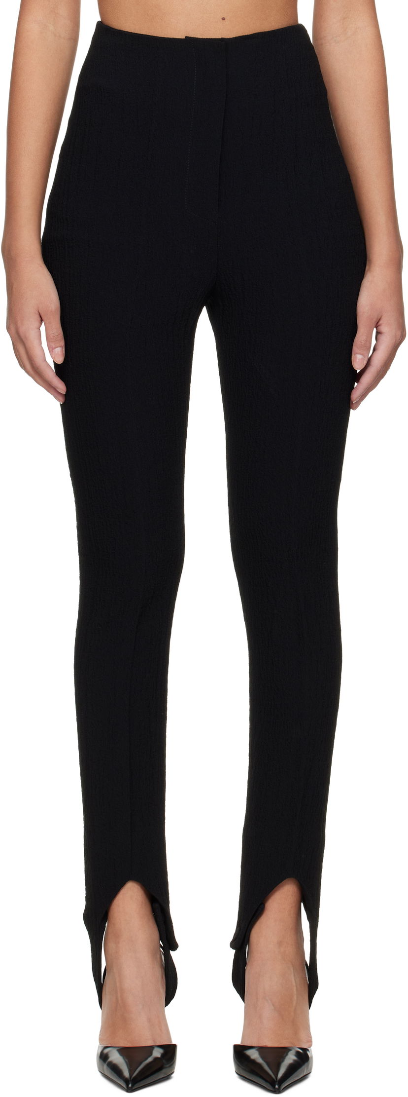 Housut Nanushka Nanushka Savita Seersucker Stirrup Trousers Musta | NW25RSPA20199