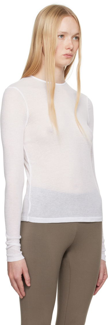 T-paita SKIMS SKIMS Sheer Cotton Long Sleeve T-Shirt Valkoinen | TP-LST-4270, 1