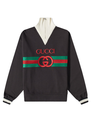 Huppari Gucci Logo Quarter Zip Sweat Musta | 727929-XJE84-1283