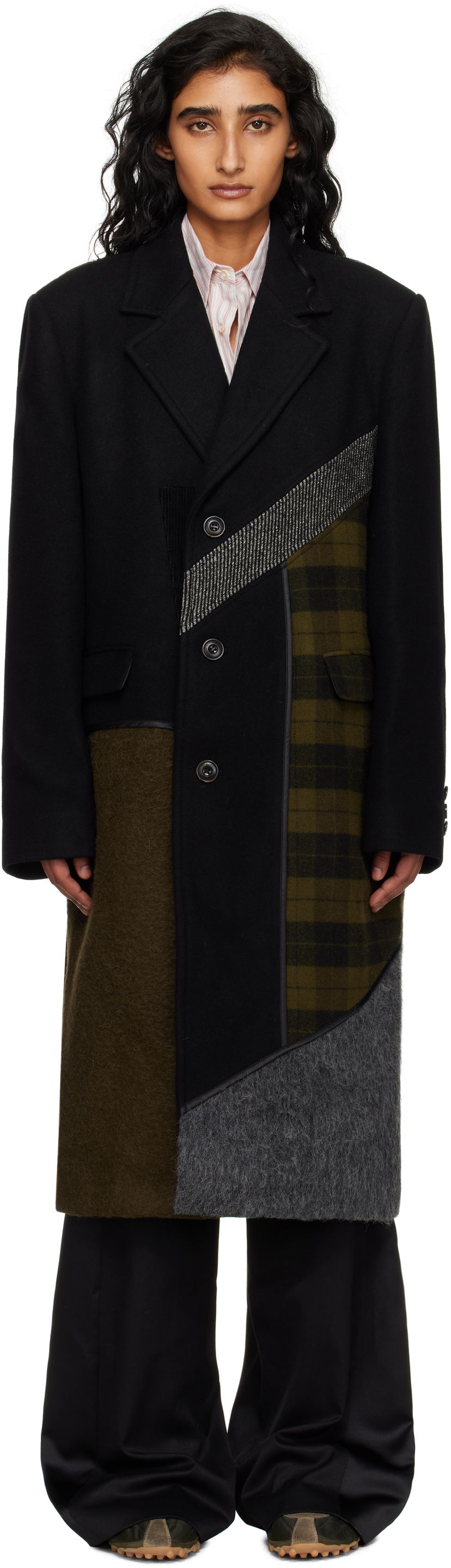 Takit Andersson Bell Andersson Bell Patchwork Wool Coat Musta | awa709m